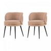 Kaya Modern Wood Velvet Dining Chair in Nude - Set of 2 | Chaise de salle a manger Kaya en bois moderne et velours coloris nude - Lot de 2