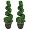 HOMCOM Set of 2 Artificial Plants Topiary Spiral Boxwood Trees in Pot