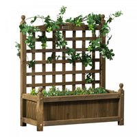 Outsunny Raised Garden Bed With Trellis For Climbing Vines, Wood Planter Box For Garden, Free Standi