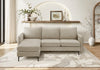 Upholstered, Chaise Sofa Lounger, 85" Wide, Beige Fabric, Black Metal Legs Sofa | Sofa Chaise Longue Rembourre, 85" De Large, Tissu Beige, Pieds En Metal Noir
