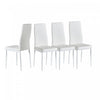 Ava Modern Diamond Grid Pattern Dining Chair Set (4-Pack) with Fireproof Leather and Metal Frame,White  | Ensemble de chaises de salle a manger modernes Ava avec motif de grille en diamant (lot de 4), cuir ignifuge et cadre en metal, blanc