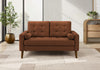 Upholstered Love Seat, 58" L, Rust Fabric, Walnut Wood Legs, Mid-Century Loveseat | Causeuse Rembourre, 58" L, Salon, Tissu Rouille, Pieds En Bois De Noyer, Mid Century