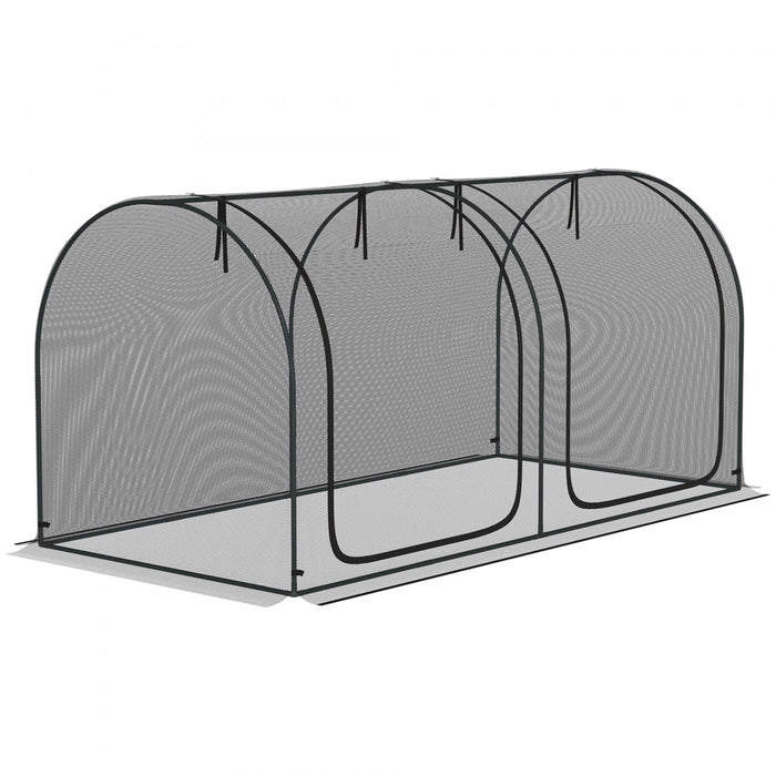 Outsunny 8 X 4ft Crop Cage With Two Zippered Doors And Ground Stakes Black