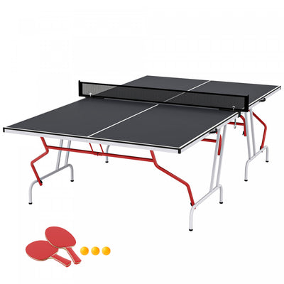 Soozier 9' x 5' Full Size Ping Pong Table, Table Tennis Table, Dark Grey