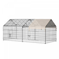 PawHut Outdoor Metal Kennel Enclosure for Small Animals, Beige