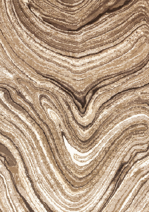 Forte Brown Cream Soothing Waves Area Rug - 7'9\" x 10'6\"