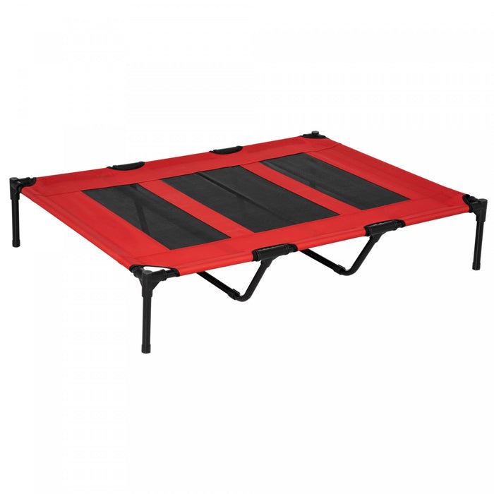 Pawhut 48\" X 36\" X 9\" Elevated Pet Bed Foldable Raised Dog Cot With Carrying Bag Red/black