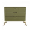 Rockefeller Mid-Century Modern 35" Dresser in Olive Green (3-Drawer) | Commode Rockefeller Mid-Century Modern 89 cm en vert olive (3 tiroirs)