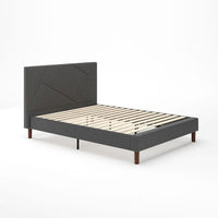 Judy Upholstered Platform Bed with Headboard in Dark Grey - King Size 