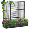 Outsunny Rattan Outdoor Planter With Trellis, Raised Garden Bed, Black