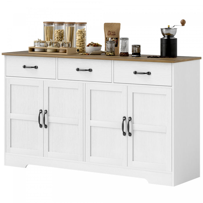HOMCOM Sideboard Cabinet, Coffee Bar Cabinet with Drawers, Distressed White