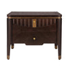 Liam Modern Wave Design Nightstand with 2 Storage Drawers,Dark Brown  | La table de nuit moderne Liam avec design en vague et 2 tiroirs de rangement, couleur brun fonce