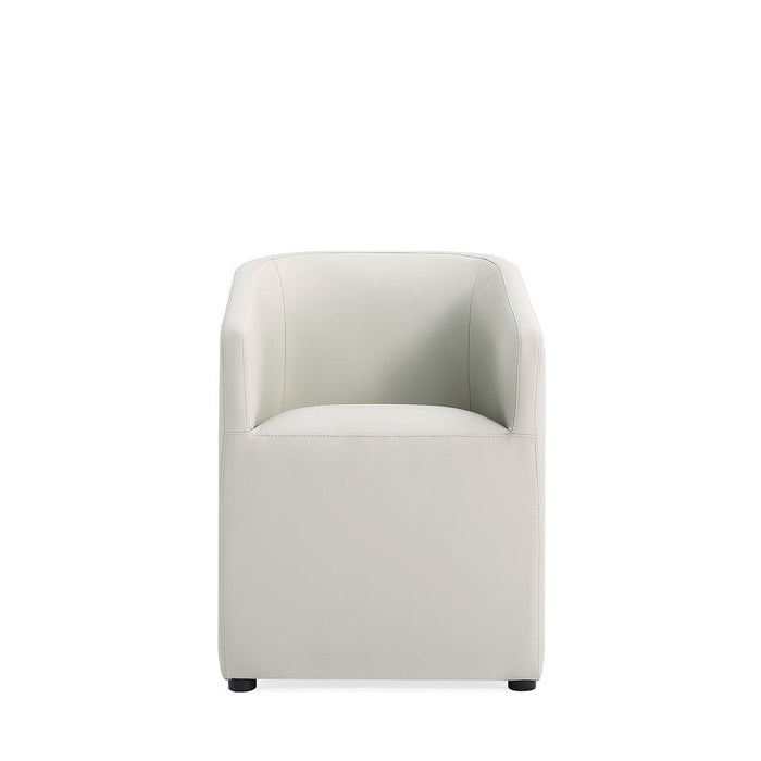 Manhattan Comfort Anna Modern Round Faux Leather Dining Chair - Light Stone Grey