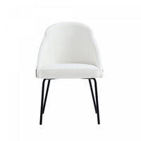 Gracie Modern Metal Vegan Leather Dining Chair in White and Black 
