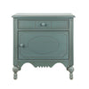 Amelia Vintage 24" Nightstand with Carved Drawer and Cabinet,Blue | Amelia Table de Nuit Vintage de 24" avec Tiroir Sculpte et Cabinet, Bleu