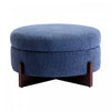 Sophia Round Storage Ottoman Coffee Table with Tufted Upholstery - Blue | Table Basse Ottoman Ronde Sophia avec Rembourrage Capitonne et Rangement - Bleu