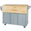 Margery Rubberwood Kitchen Cart With Drop-leaf Countertop And Storage Racks - Blue | Chariot De Cuisine Margery En Bois De Caoutchouc Avec Plan De Travail Rabattable Et Etageres De Rangement - Bleue