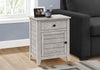Accent Side End Table Nightstand Storage Drawer Bedroom Grey Veneer Transitional|Table de bout, d’appoint et de nuit de style transitionnel avec tiroir de rangement et placages gris pour la chambre à coucher