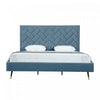 Crosby Modern Upholstered Velvet King Bed in Blue | Lit king moderne Crosby en velours bleu capitonne