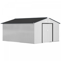 Outsunny 11' X 13' Garden Storage Shed W/ Steel Foundation Kit, White