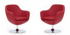 Caisson Modern Upholstered Swivel Lounge Chair in Red - Set of 2 | Fauteuil lounge pivotant moderne Caisson en tissu rouge - Lot de 2