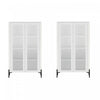 Abbey Modern 32" Tempered Glass Bookcase Cabinet in White (4-Shelf) - Set of 2 | Armoire bibliotheque moderne Abbey 32" en verre trempe blanc (4 etageres) - Lot de 2