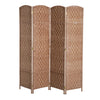Homcom Double Hinged Woven Wicker Room Divider And Privacy Screens|Homcom Separateur De Piece En Osier Tisse A 4 Panneaux 6ft