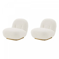 Edina Modern Boucle Lounge Chair in White - Set of 2