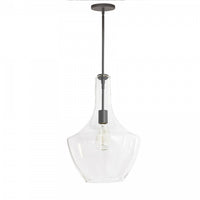 Dainolite Petalite 1 Light Pendant Large Matte Black Clear Glass Lamp