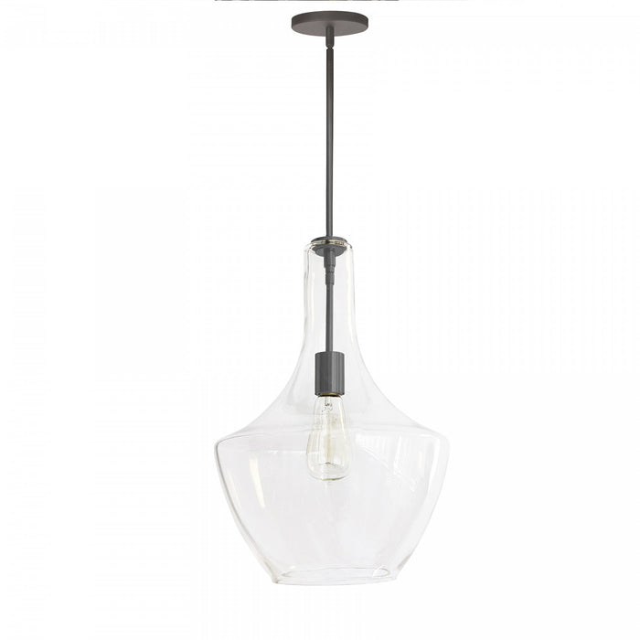 Dainolite Petalite 1 Light Pendant Large Matte Black Clear Glass Lamp