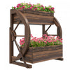 Outsunny 2-tier Raised Garden Bed, Wooden Wagon Planter Boxes With Drainage Holes, For Vegetables Fl|Outsunny Lit De Jardin Sureleve A 2 Niveaux, Boites De Jardinieres En Bois Avec Trous De Drainage, P