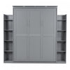 Glenn Engineered Wood Murphy Bed With Shelves And Led Lighting, Queen Size - Grey | Lit Mural Escamotable Glenn En Bois Composite Avec Etageres Et Eclairage Led, Taille Queen - Gris