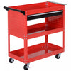 Homcom Rolling Tool Cart With Wheels Storage Trays For Garage Warehouse Red|Homcom Chariot A Outils Roulant Avec Rangement Pour Garage, Rouge