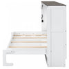 Olivia Solid Wood Murphy Bed with LED Light and Foldable Cabinet,Twin Size,White Twin Bed | Lit escamotable Olivia en bois massif avec lumiere LED et armoire pliante, taille simple, blanc