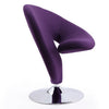 Manhattan Comfort Curl Polished Chrome Wool Blend Swivel Accent Chair - Purple|Fauteuil d’appoint pivotant Curl de Manhattan Comfort en chrome poli et en mélange de laine - violet