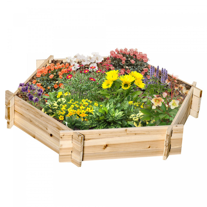 Outsunny 39'' X 36'' Screwless Raised Garden Bed, Hexagon Planter Box, Easy Diy Herb Garden For Vegetables Flowers
