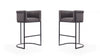 Cosmopolitan Mid-Century Modern Metal Upholstered Barstool in Graphite - Set of 2 Bar Stool | Tabouret de bar rembourre en metal style mid-century moderne Cosmopolitan en graphite - Lot de 2