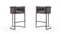 Cosmopolitan Mid-Century Modern Metal Upholstered Barstool in Graphite - Set of 2 Bar Stool