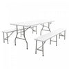 Outsunny Hdpe Picnic Table Set With Beer Table & 2 Benches For 6, White