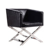 Manhattan Comfort Hollywood Polished Chrome Faux Leather Lounge Accent Chair - Black|Fauteuil d’appoint de détente Hollywood de Manhattan Comfort en chrome poli et en similicuir - noir