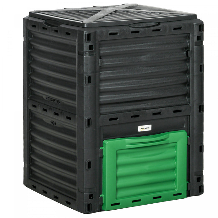 Outsunny Garden Compost Bin, 80 Gallon Outdoor Compost Container, Green