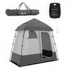 Outsunny Two Room Pop Up Shower Tent W/ Shower Bag, Floor, Carry Bag, Dark Grey
