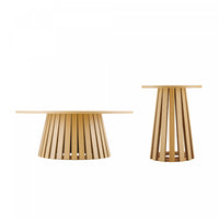 Layla Scandinavian Modern 2-Piece Coffee Table & End Table Set in Light Oak Coffee Table Set