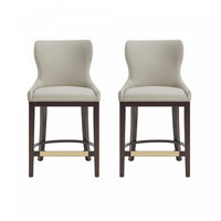 Blair Modern Wood Upholstered Counter Stool in Stone - Set of 2 Bar Stool