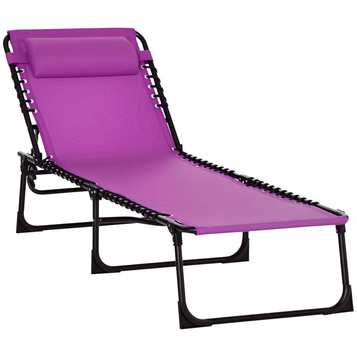 Outsunny Outdoor Folding Lounge Chair For Camping, Hiking, Purple