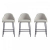 Gracie Modern Metal Upholstered Counter Stool in Stone Gray and Black - Set of 3 | Tabouret de comptoir moderne en metal et tissu Gracie, gris pierre et noir - Lot de 3