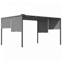 Outsunny 10'x13' Outdoor Pergola W/ LED Lights, Retractable Roof, Grey