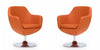 Caisson Modern Upholstered Swivel Lounge Chair in Orange - Set of 2 | Fauteuil lounge pivotant moderne Caisson en tissu orange - Lot de 2