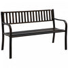 Outsunny 50\" Steel Garden Bench Patio, Metal Backyard Park Chair, Brown