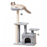 Pawhut Cat Tree For Indoor Cats, Multi-level Cat Condo With Sisal Scratching Post, Perch, Hanging Ba